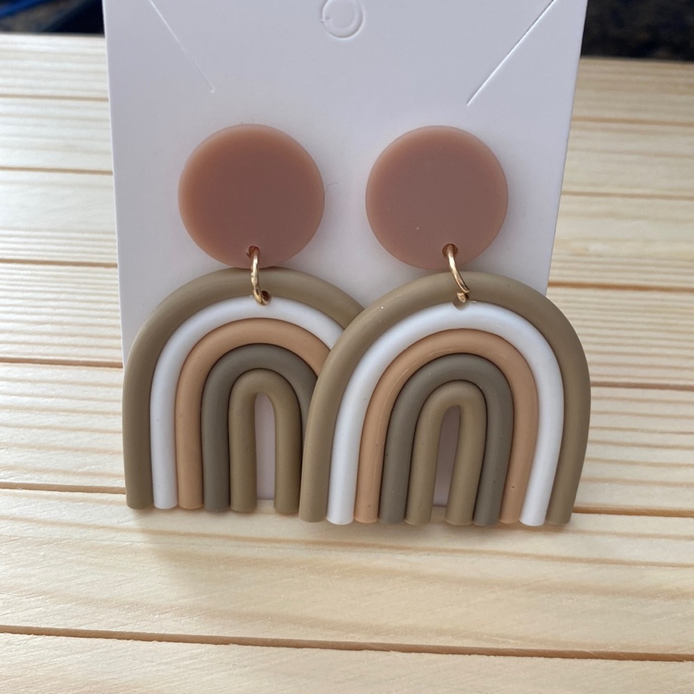 Neutral rainbow earrings